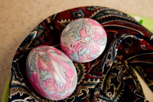 silk tie dyed Easter eggs