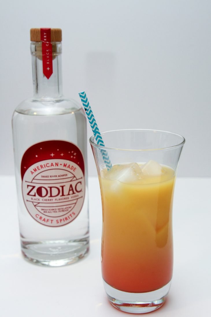 Zodiak Black Cherry Vodka Sunset Cocktail