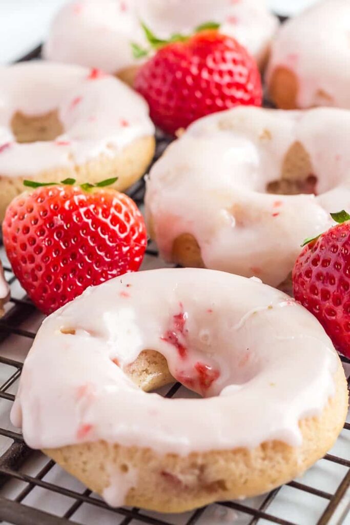 Strawberry donuts.