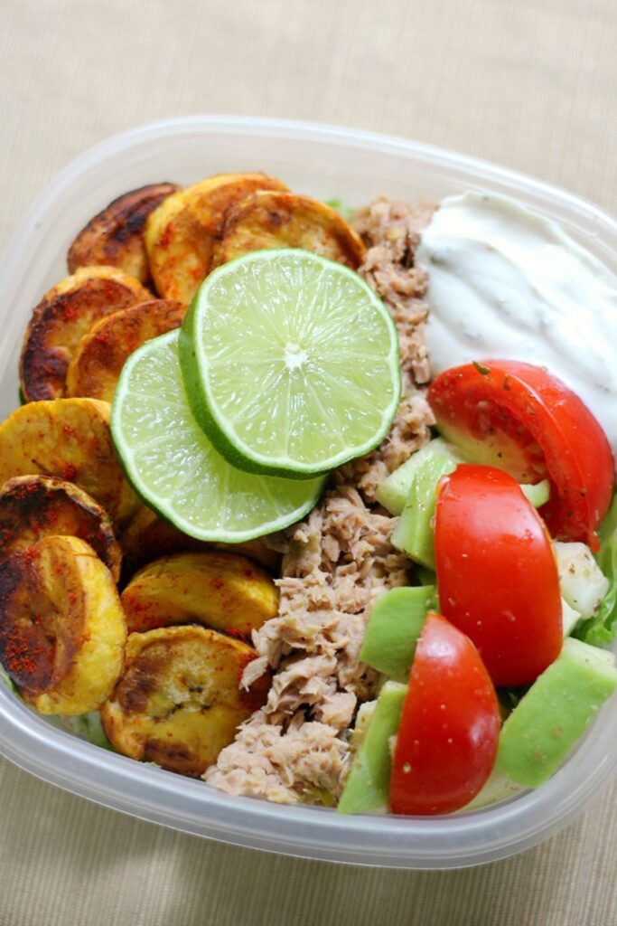 Cuban Style Tuna Meal Prep Bowls high protein recipe.