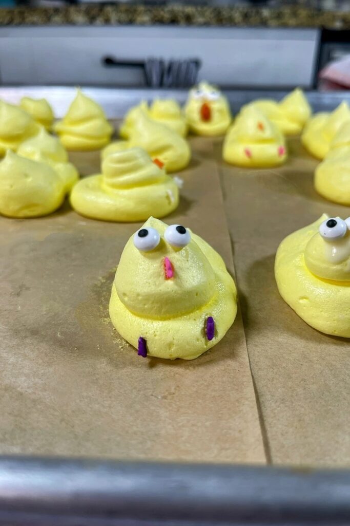 Baby Chick Easter Meringue Cookies.