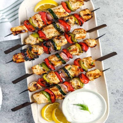 Greek chicken kabobs.