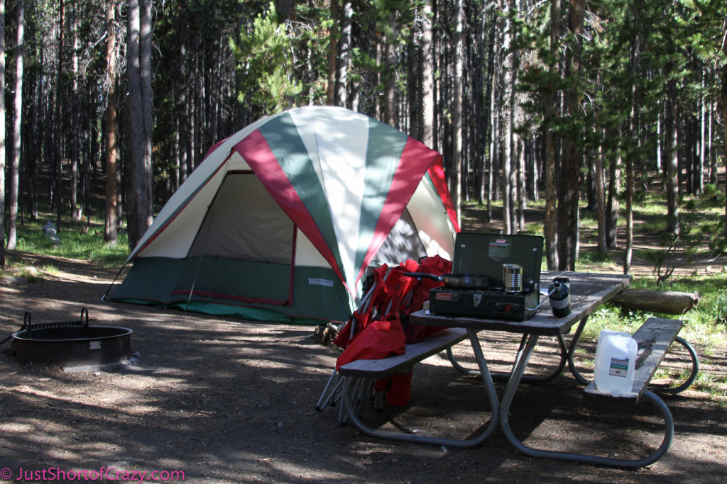 Tent set up at Canyon Campground at Yellowstone National Park