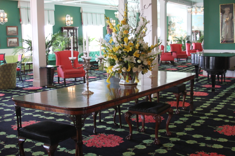 Colorful lobby of the Grand Hotel Mackinac Island