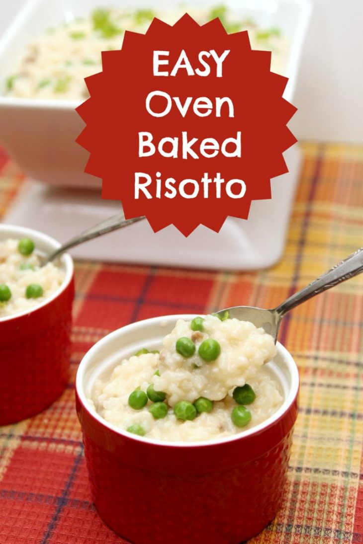 Pea and Sausage Oven Baked Risotto Just Short of Crazy
