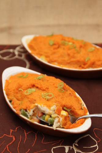 Make this Leftover Turkey Casserole with Sweet Potatoes as a delicious after Thanksgiving casserole using up leftovers while providing a new meal!