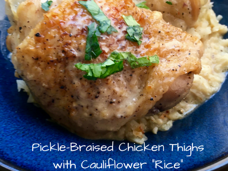 Pickle Braised Chicken Thighs with Cauliflower Rice Recipe