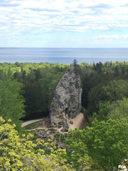 sugar loaf rock formation on mackinac island