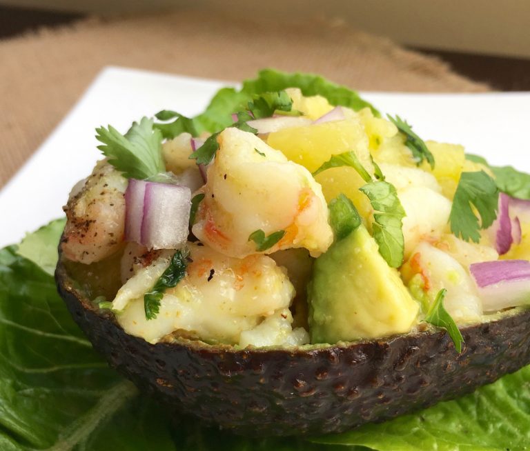 Pineapple-Shrimp Stuffed Avocados Recipe