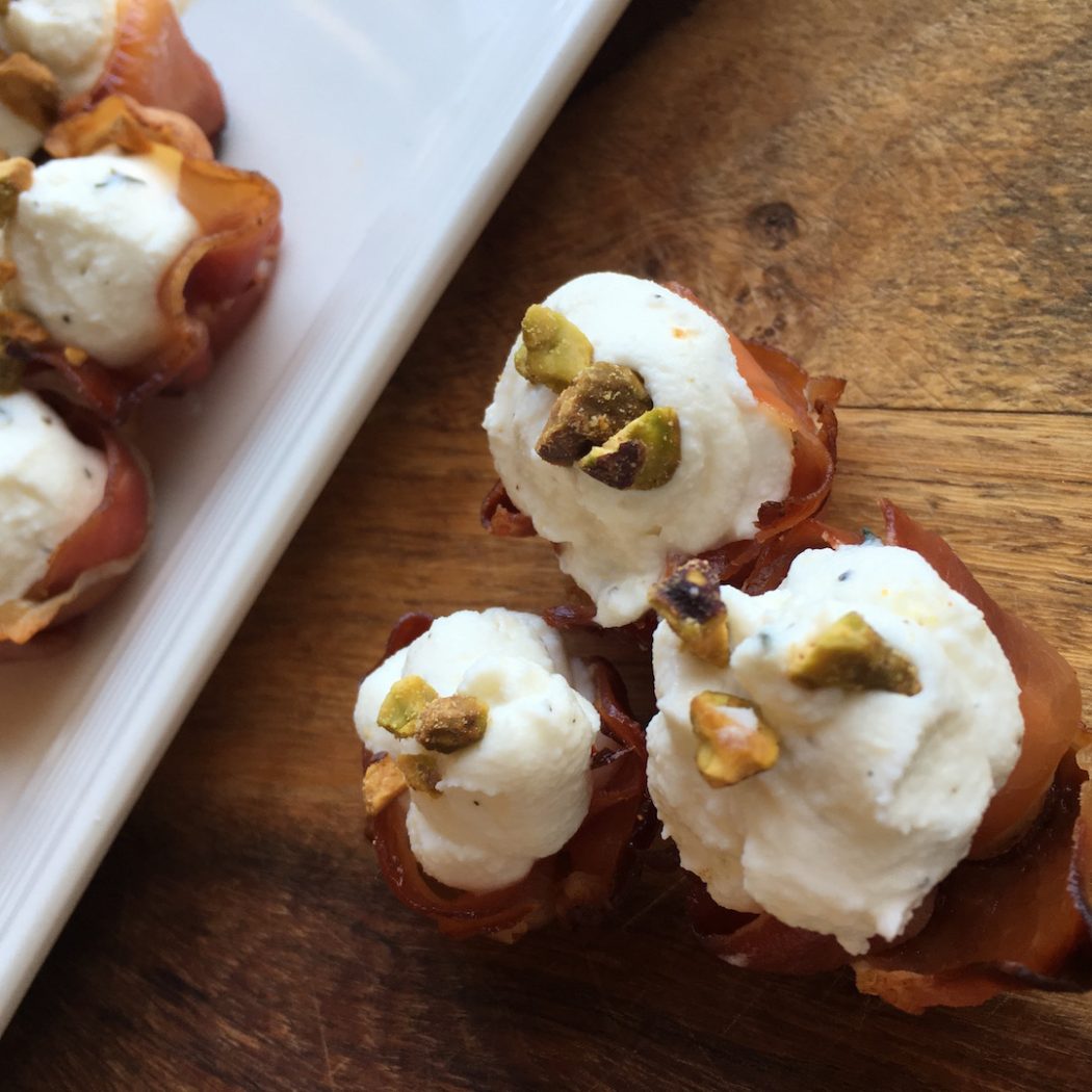 Prosciutto Baskets with Whipped Goat Cheese Party Appetizer Just
