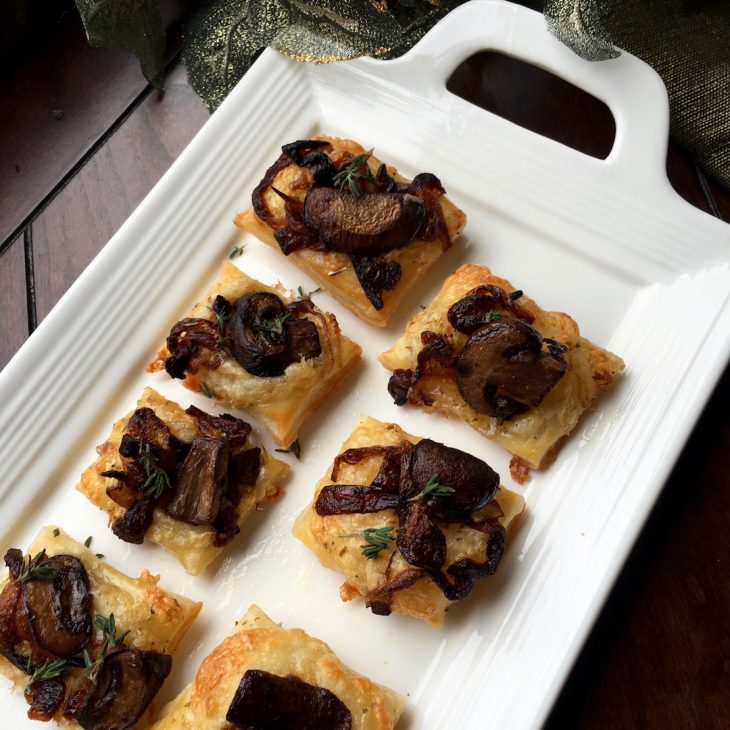 Savory Puff Pastry Bites with Caramelized Onions and Mushrooms