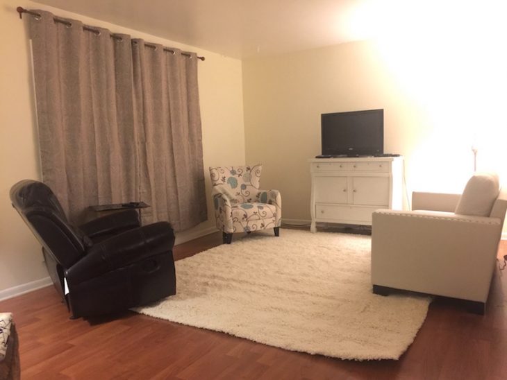 The 8x10 rug from Overstock.com works MUCH better for our small living room.