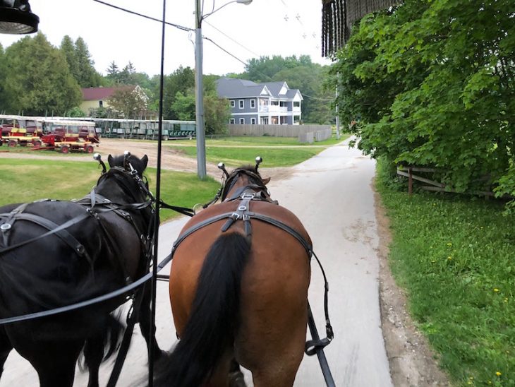 horse drawn taxi on Mackinac Island