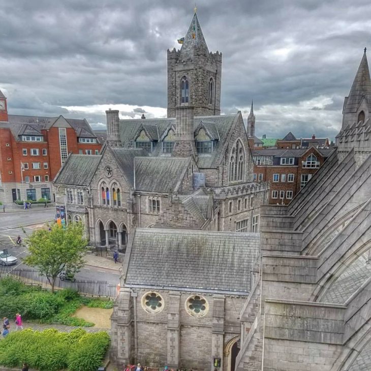 A scenic view of a church in Dublin, Ireland.