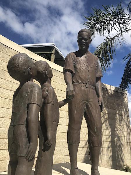 Statue of Jackie Robinson in front of the ballpark in Daytona Beach Florida