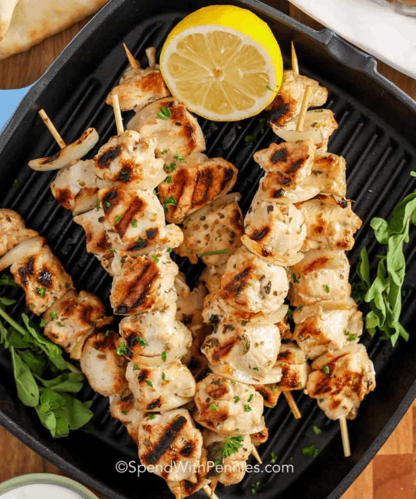 Chicken Souvlaki finished recipe.