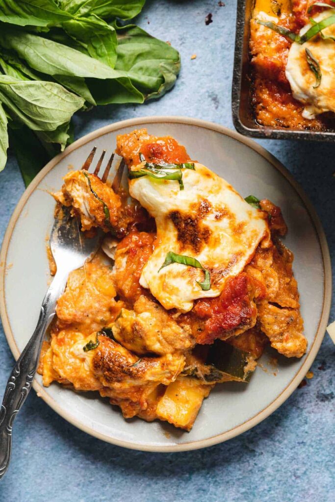 Keto Chicken Parmesan Casserole.