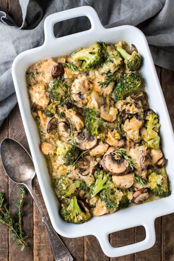 Chicken Broccoli Cauliflower Rice Casserole.