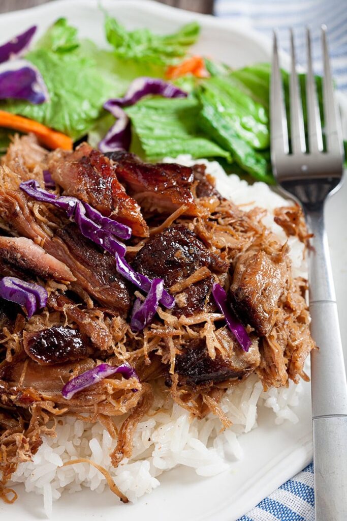 Slow Cooker Kalua Pork high protein recipe.