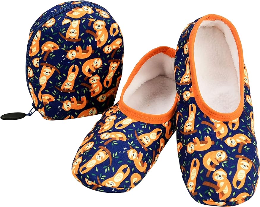 Photo of Sloth Travel Slippers with a pouch to carry them in.