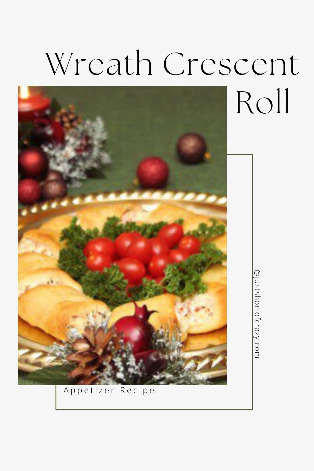 Pin for Christmas Wreath crescent rolls appetizer recipe.
