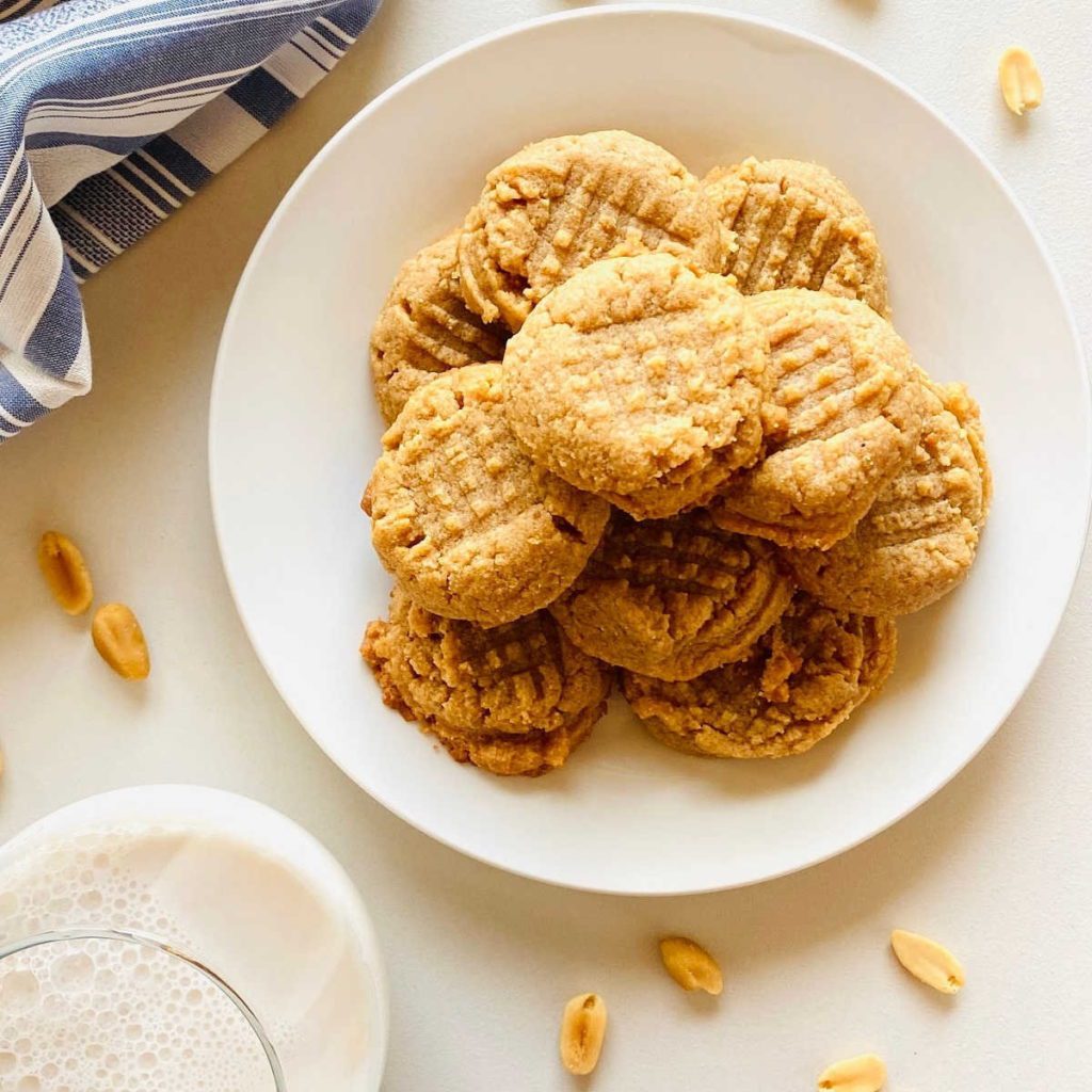 Almond Flour Peanut Butter Cookies on a plate.