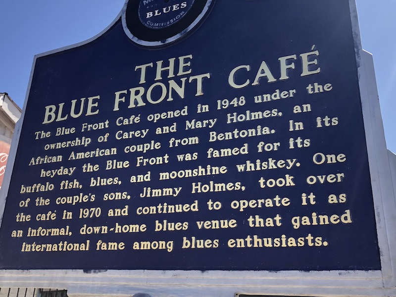 BLue Front Cafe Historic Marker SIgn Back