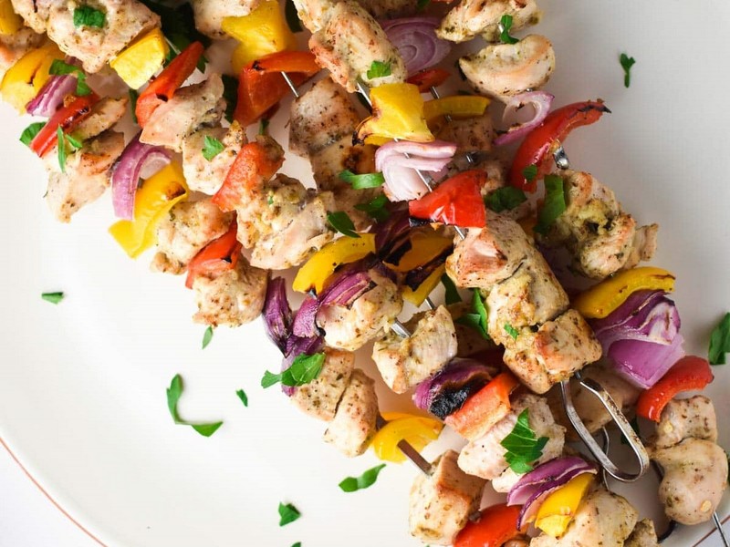 Baked Chicken Kabobs.