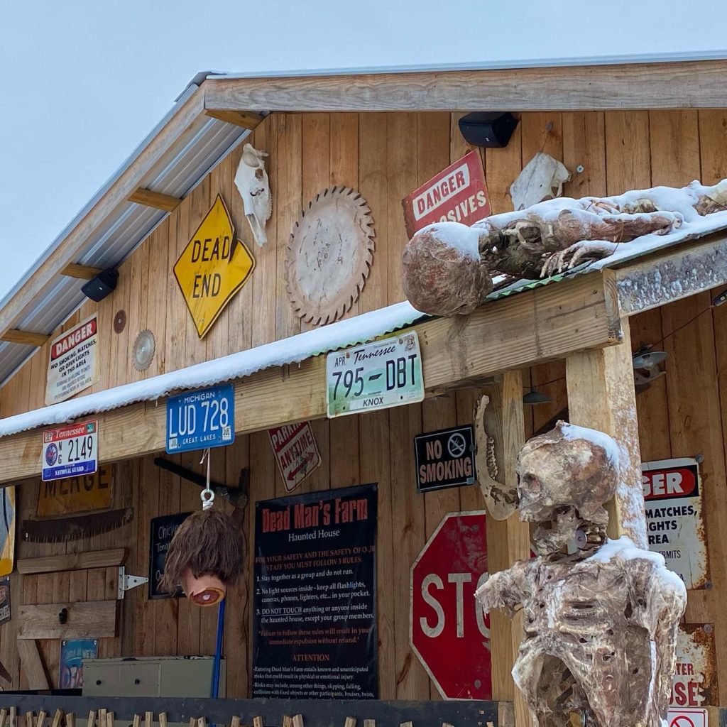 Outside of the haunted house at Dead Man's Farm