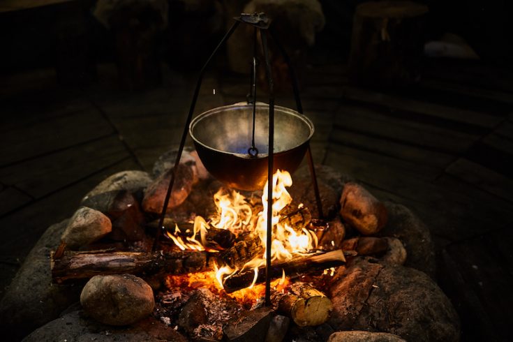 Cooking over a campfire