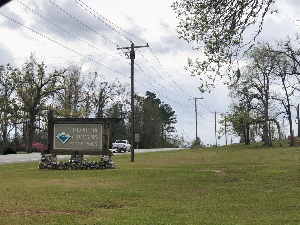 Photo of entrance sign for Florida Caverns State Park.