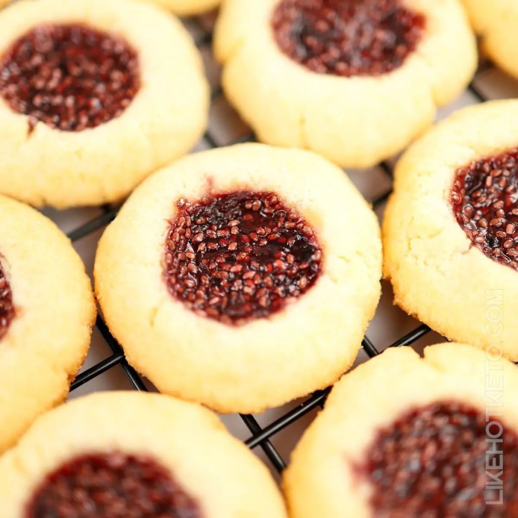 Chia Jam Thumbprint Cookies.