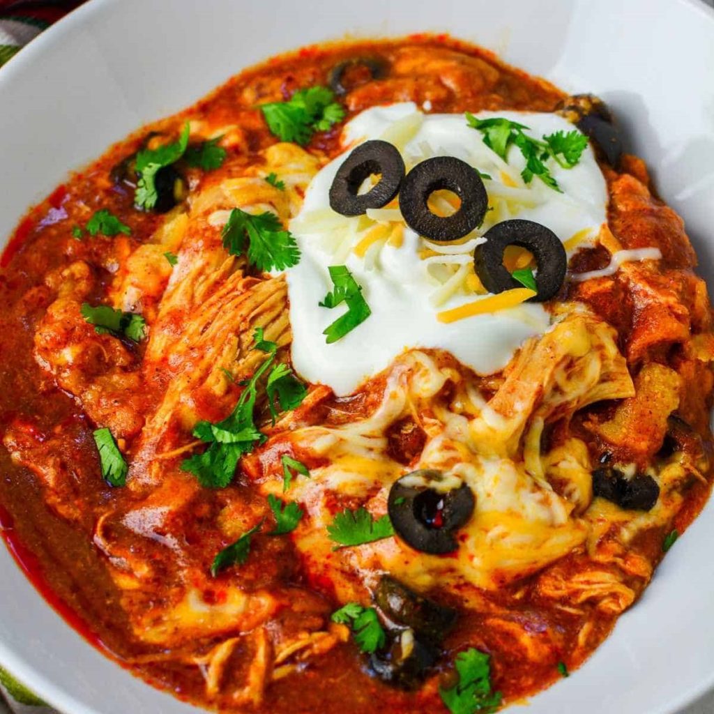 Chicken Enchilada Crockpot Casserole.