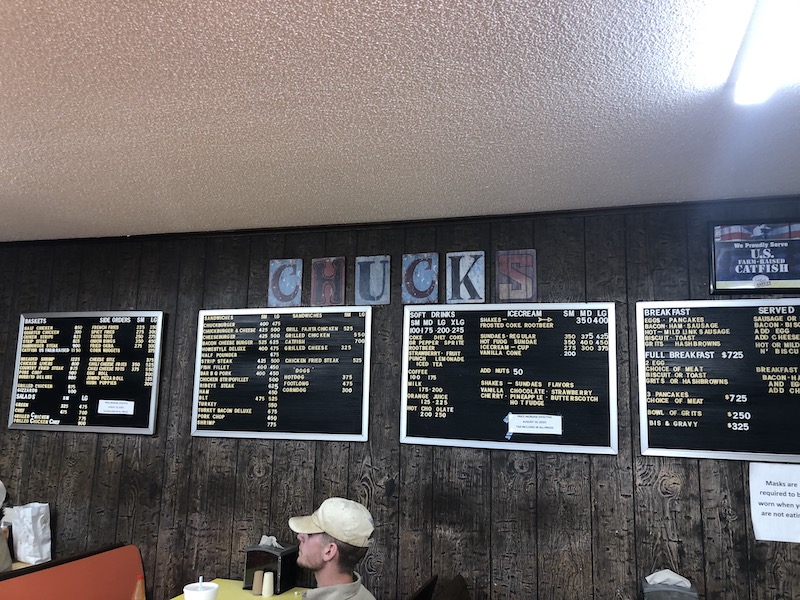 chucks dairy bar menu