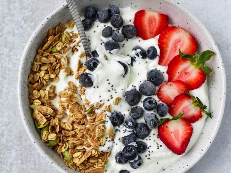 Cottage Cheese And Fruit Bowls.