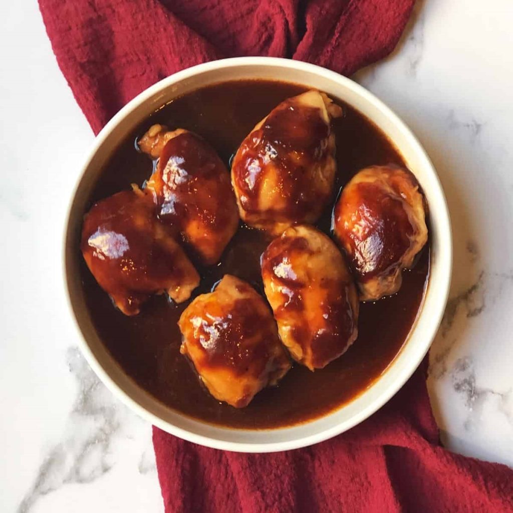 Crockpot Bbq Chicken Thighs Super Easy 3 Ingredient Recipe.