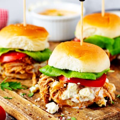 Crockpot Buffalo Chicken Sliders.