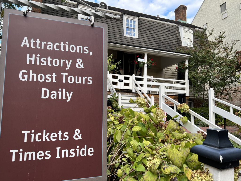 Daily Ghost Tours Sign at Visit Alexandria