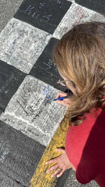 Signing the finish line at Daytona International Speedway