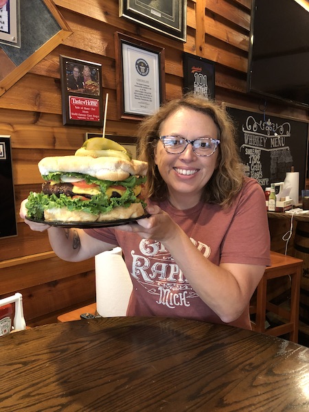 giant burger at denny's beer barrel & pub