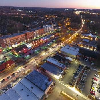 downtown woodstock at night