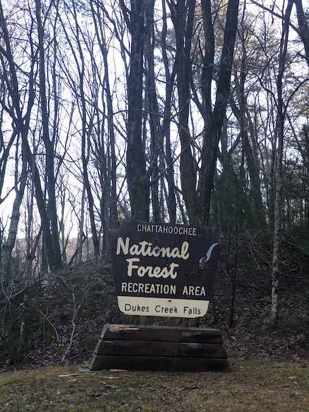 Dukes Creek Falls sign