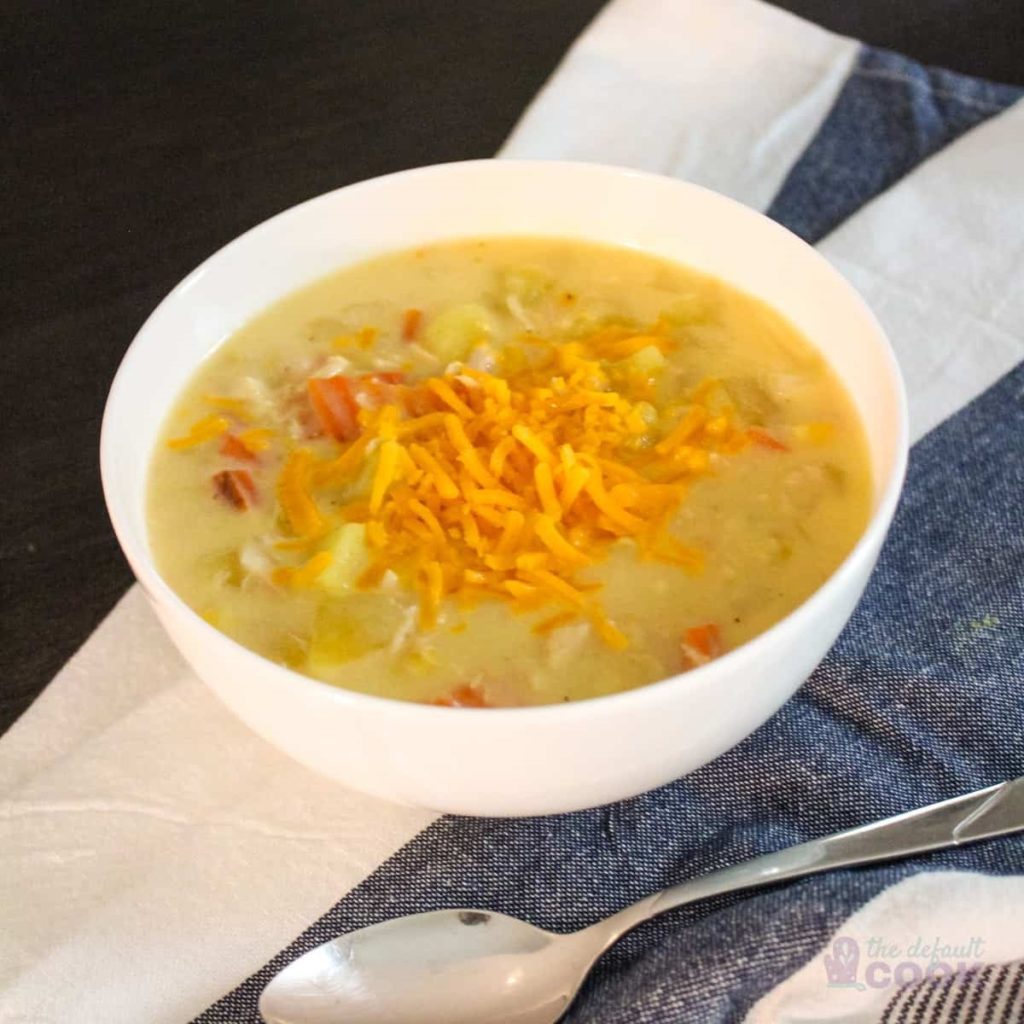 Easy Creamy Crockpot Chicken Potato Chowder.