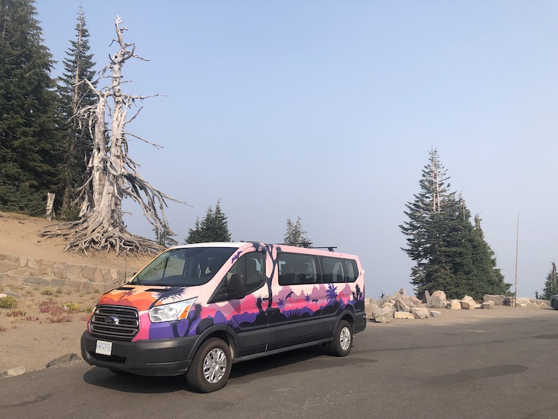 Escape Campervan at roadside along the oregon coast