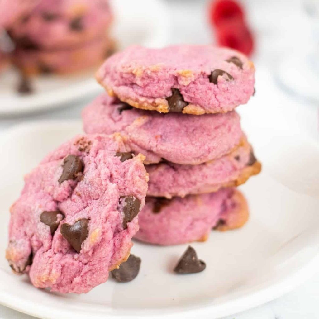 Fresh Raspberry Chocolate Chip Cookies.