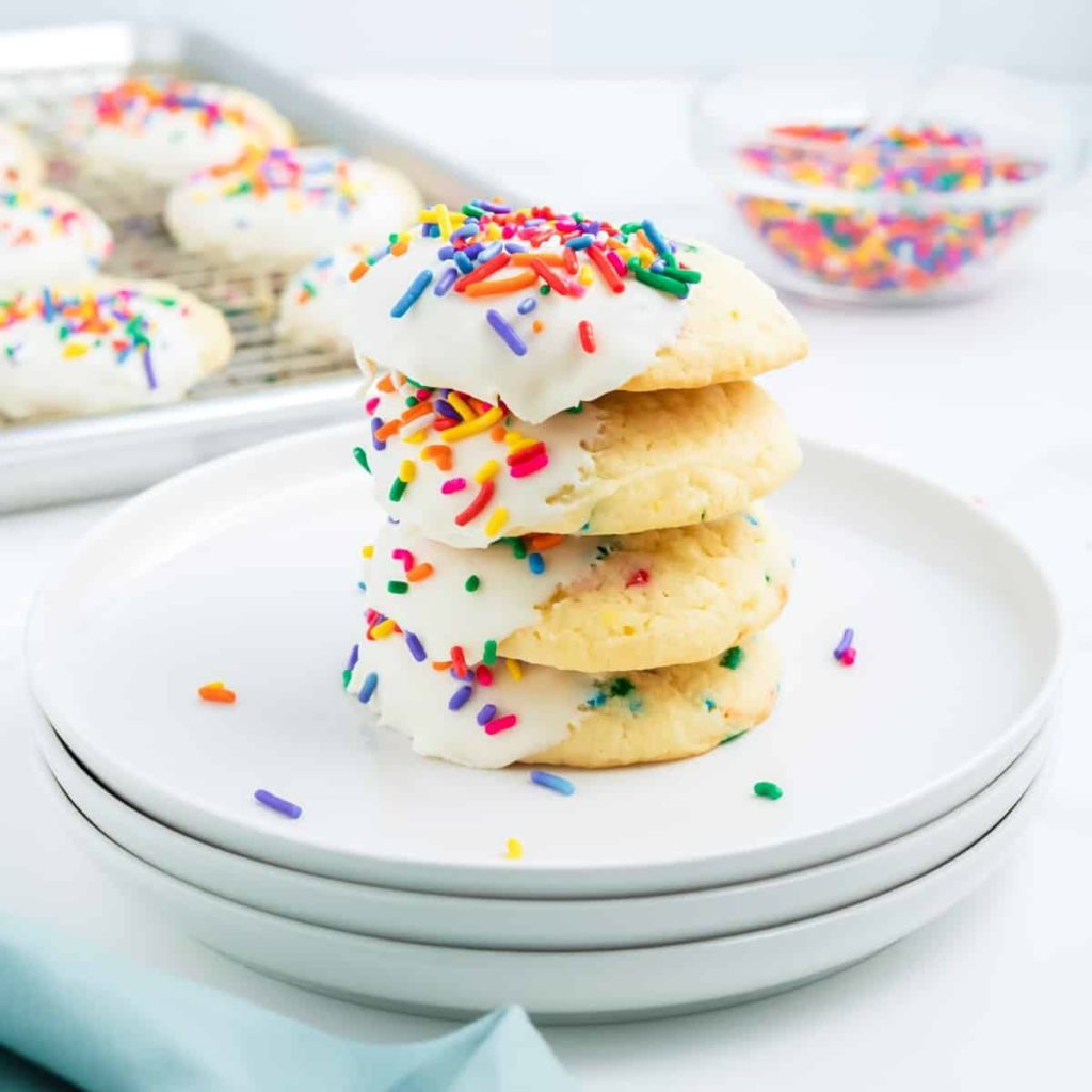 Funfetti Cake Mix Cookies With Frosting.