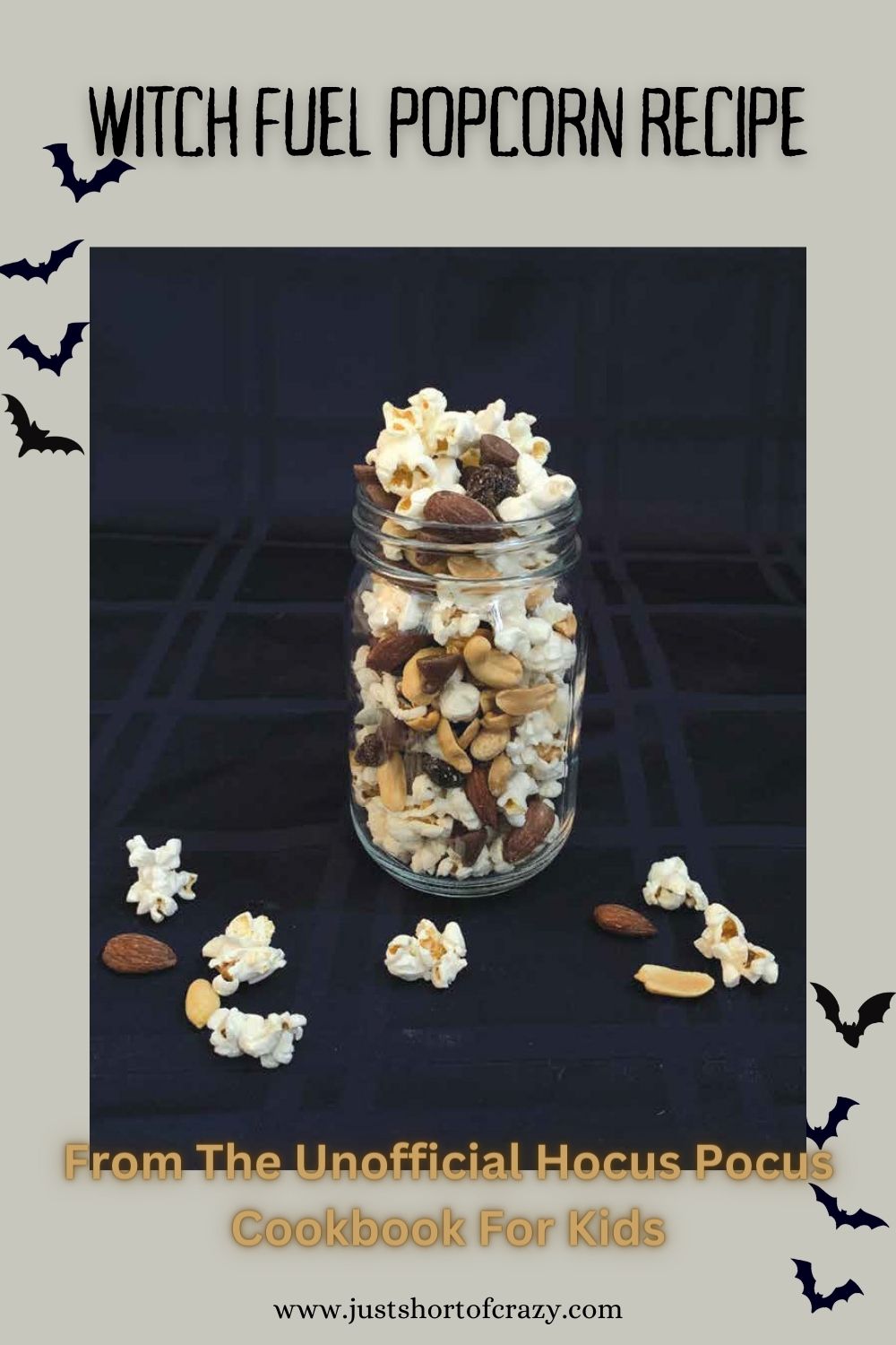 Witch fuel popcorn recipe pin.