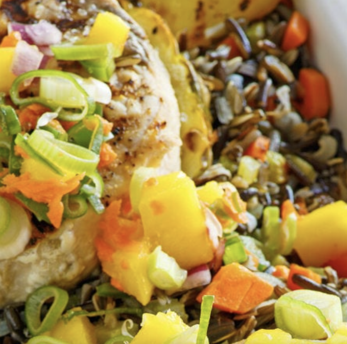 Grilled Swordfish with mango salsa by recipe girl