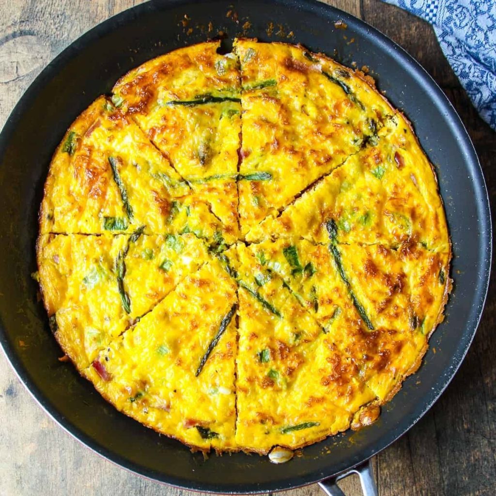 Ham And Cheese Frittata With Asparagus.