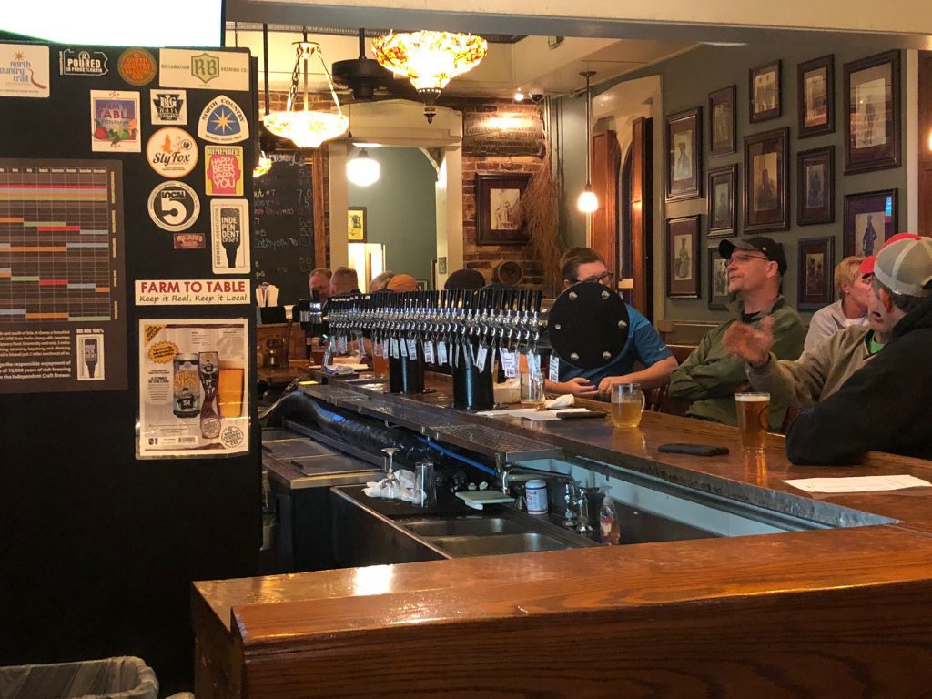 The bar at Harmony Inn has over 30 beers on tap